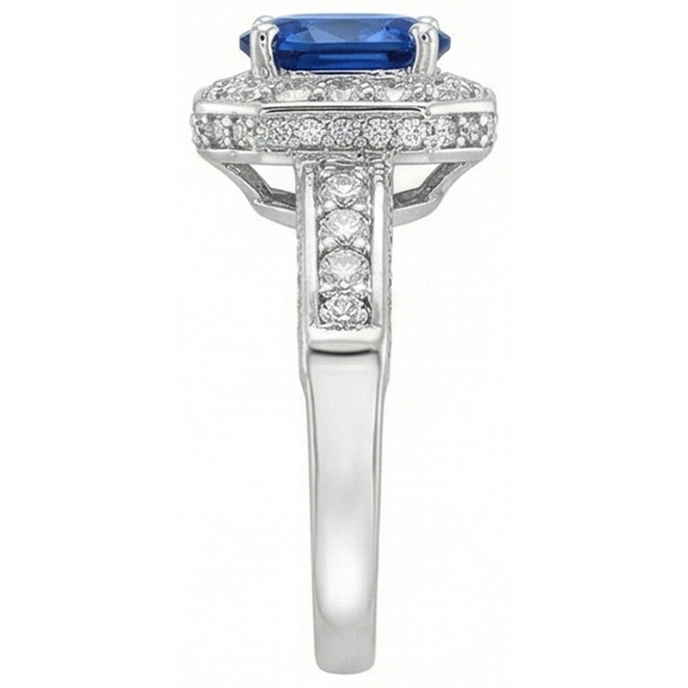 Royal Blue Sapphire Halo Ring