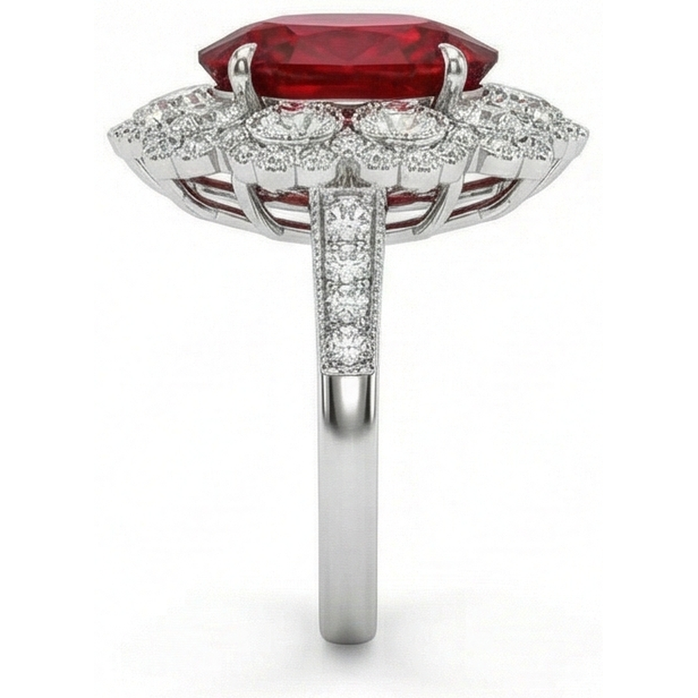 Ruby And Natural Earth Mined Diamond Wedding Ring White Gold 14K 4.50 Carats