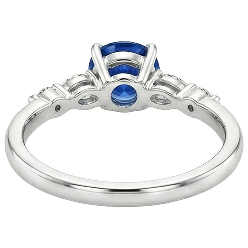 Sapphire And Natural Earth Mined Diamond Anniversary Ring For Women