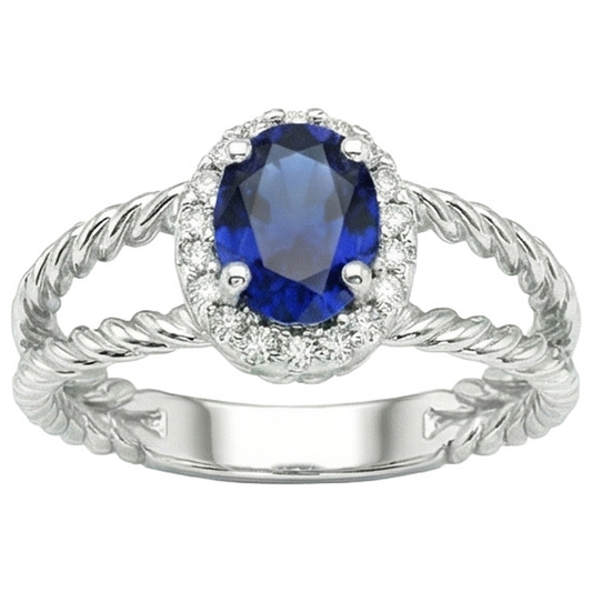 natural round sapphire 1.55ct ring front view