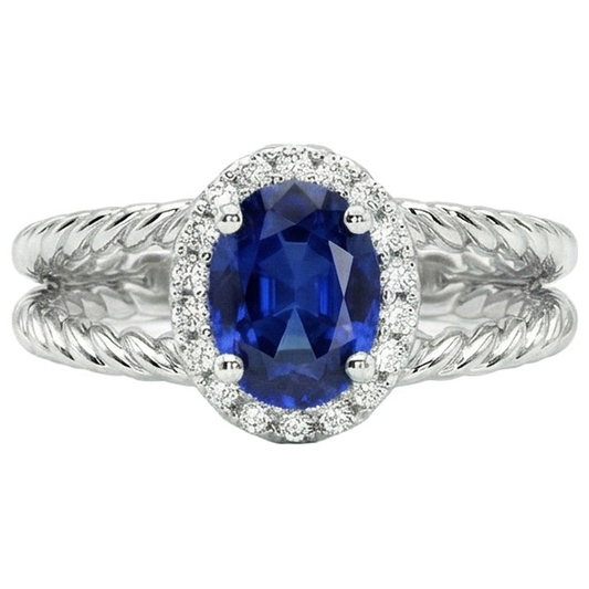 natural round sapphire 1.55ct ring side angle
