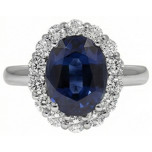Sapphire And Natural Earth Mined Diamonds 8.50 Carats Wedding Ring White Gold 14K