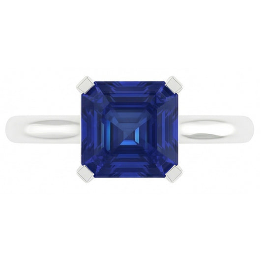 Sapphire Asscher Cut Gemstone Engagement Ring