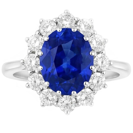 Sapphire Cluster Natural Earth Mined Diamond Ring