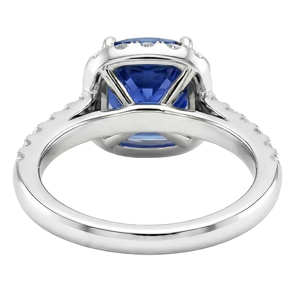 natural round sapphire 3.50ct ring profile view