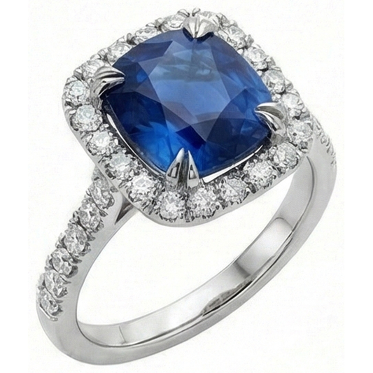Sapphire Halo Ring Engagement