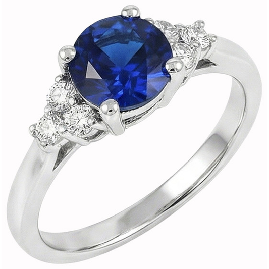 Sapphire Ring Round Cut Natural Earth Mined Diamond Jewellery