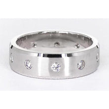 Satin Finish Anniversary Band Round Diamonds White Gold 14K