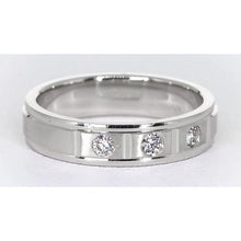 Satin Finish Anniversary Band White Gold 14K Round Natural Diamond