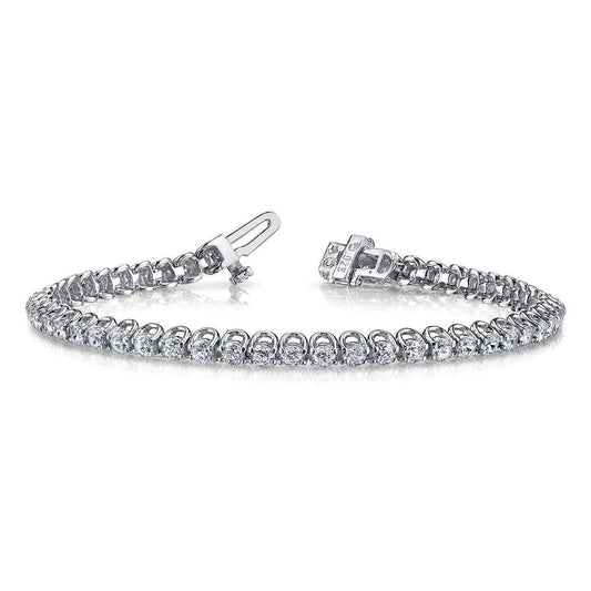 Scoop Link Tennis Bracelet 7.50 Ct Round Cut Natural Diamonds White Gold 14K