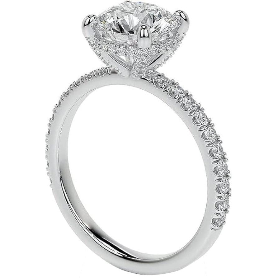 Genuine Brilliant Diamond Accent Solitaire Ring – side view