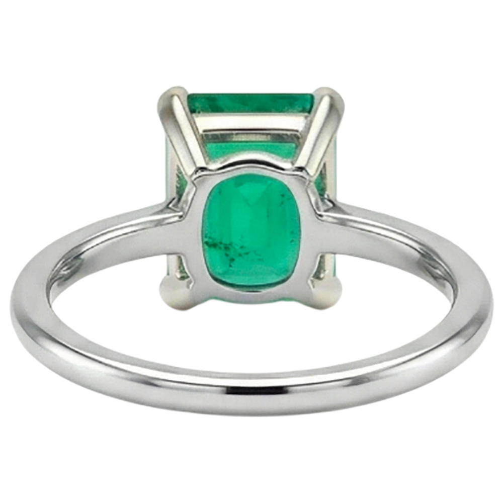 Authentic Emerald Precious Stone Ring 2 ct 14K Two Tone Gold – back view