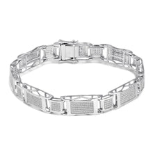 Small Real Brilliant Cut 8.90 Carats Diamonds Men's Bracelet 14K White Gold