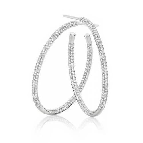 Small Round Cut 5.50 Ct Real Diamonds Women Hoop Earrings White Gold 14K