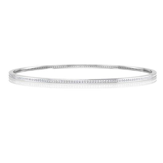 Small Round Natural Diamonds Bangle 3.80 Ct White Gold