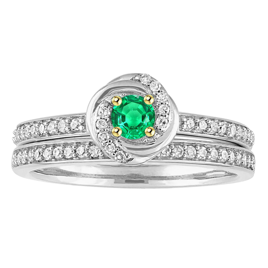 Real Colombian Emerald Bridal Ring 0.50 ct Two-Tone 14K Gold – main view