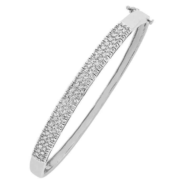 Solid Gold 14K Jewelry 6 Carats Round Cut Real Diamond Bangle