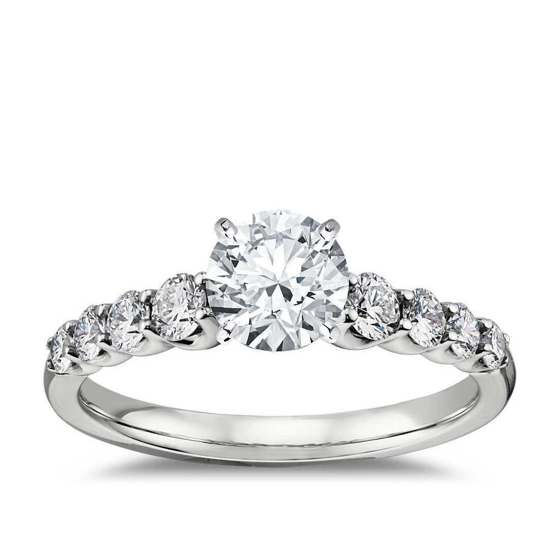 Solid White Gold 14K Round Cut 1.40 Carat Real Diamond Anniversary Ring