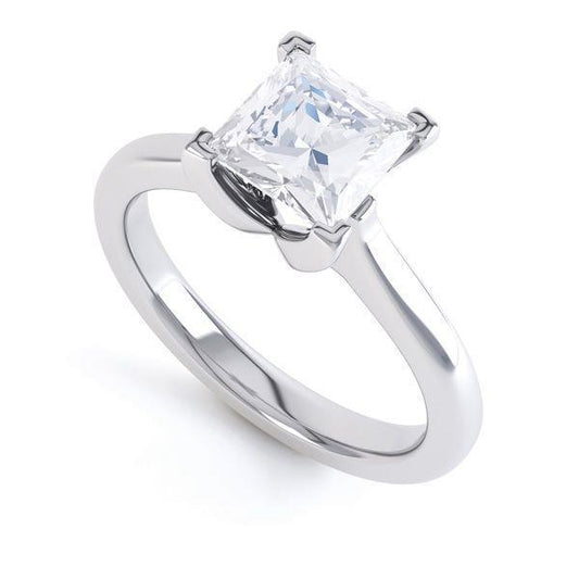 natural princess diamond 2.25ct ring front view