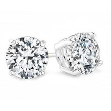 Solitaire 2.5 Ct Round Natural Diamond Stud Earrings White Gold 14K