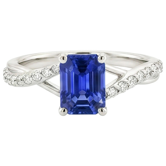 natural emerald sapphire 4ct ring on white background