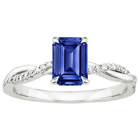natural emerald sapphire 3.50ct ring top view
