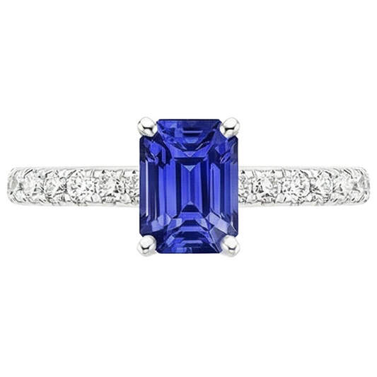natural emerald sapphire 4.25ct ring profile view