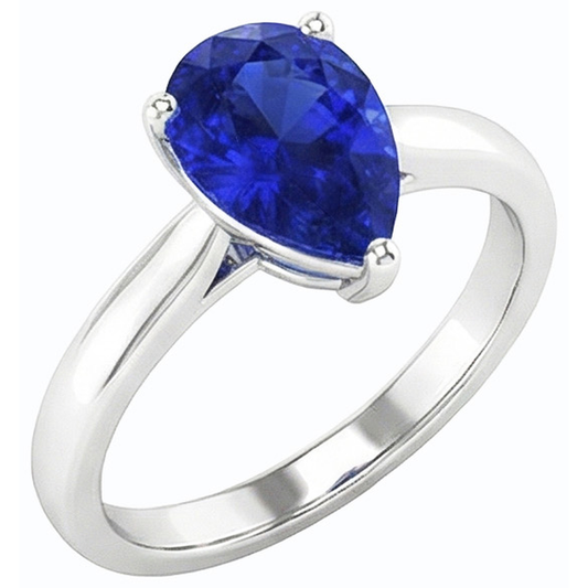 Solitaire Anniversary Pear Shaped Ceylon Sapphire Ring 2 Carats