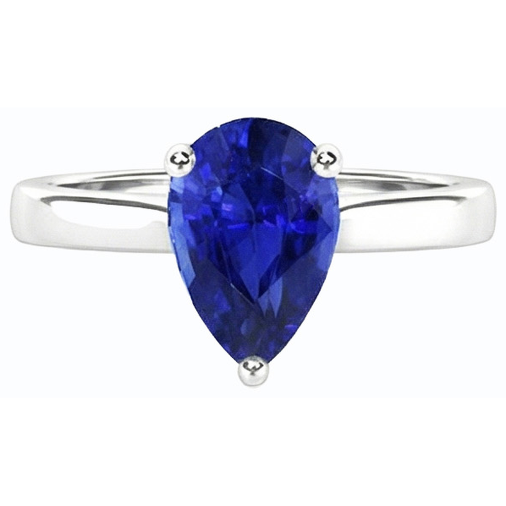 Solitaire Anniversary Pear Shaped Ceylon Sapphire Ring 2 Carats