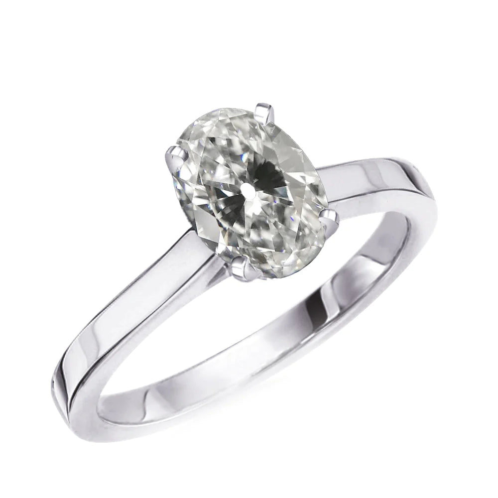 Solitaire Anniversary Ring Oval Old Miner Real Diamond Prong Set 4 Carats