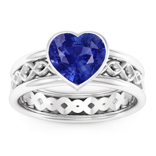 Solitaire Bezel Heart Shaped Sapphire Ring 2.50 Carats Infinity Style