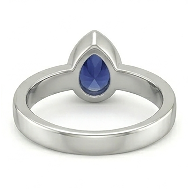 Solitaire Bezel Set Gents Ring Pear Cut Blue Sapphire 2.50 Carats