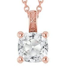 Solitaire Big Real Diamond Pendant 5 Carats Cushion Old Miner Slide Chain