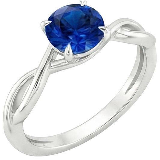 natural round sapphire 2ct ring side angle