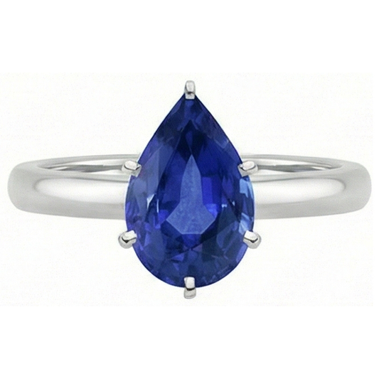 natural pear sapphire 2ct ring profile view