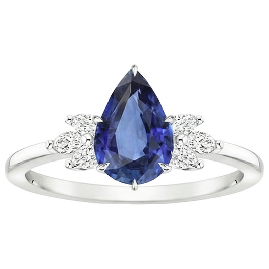 natural pear sapphire 5ct ring profile view