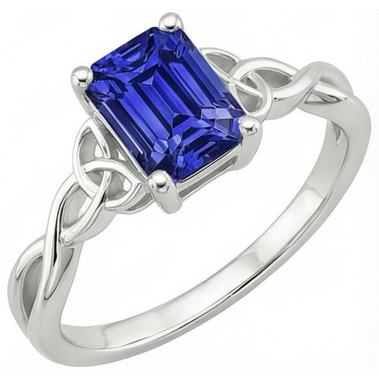 Solitaire Blue Sapphire Ring Vintage Style Emerald Cut 3.50 Carats
