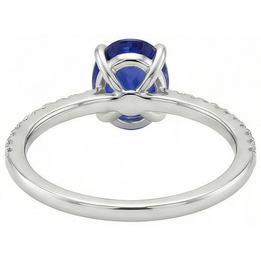 Solitaire Blue Sapphire Ring With Natural Earth Mined Diamond Accents 3.75 Carats