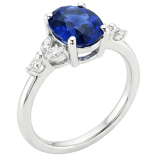 natural round sapphire 3.75ct ring side angle