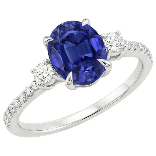 natural round sapphire 3.50ct ring side angle
