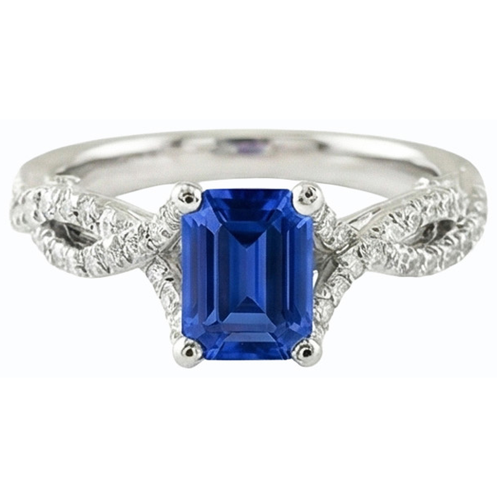 natural emerald sapphire 2.50ct ring profile view