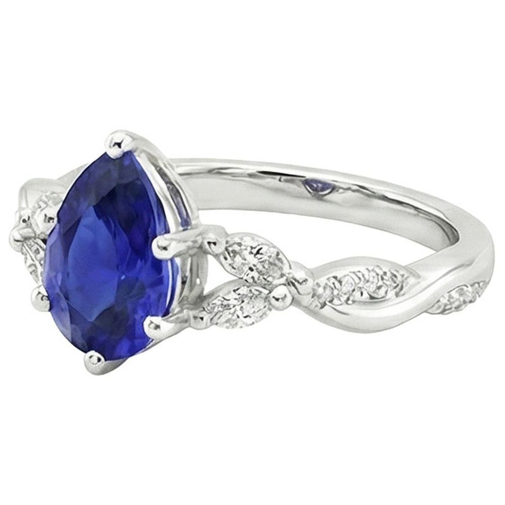 natural round sapphire 4.50ct ring on white background
