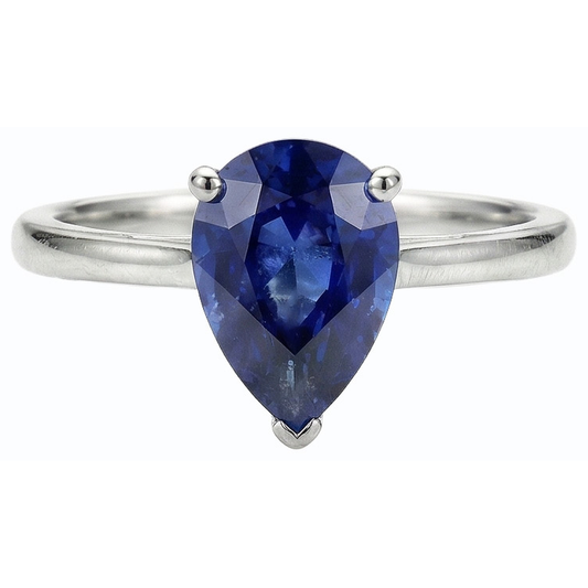 natural pear sapphire 1.50ct ring side angle
