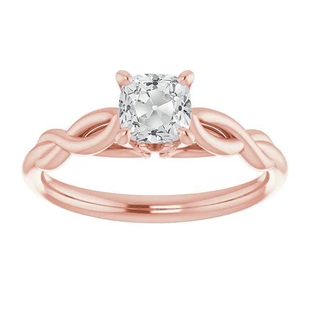 Solitaire Cushion Old Mine Cut Real Diamond Ring Infinity Style 3 Carats