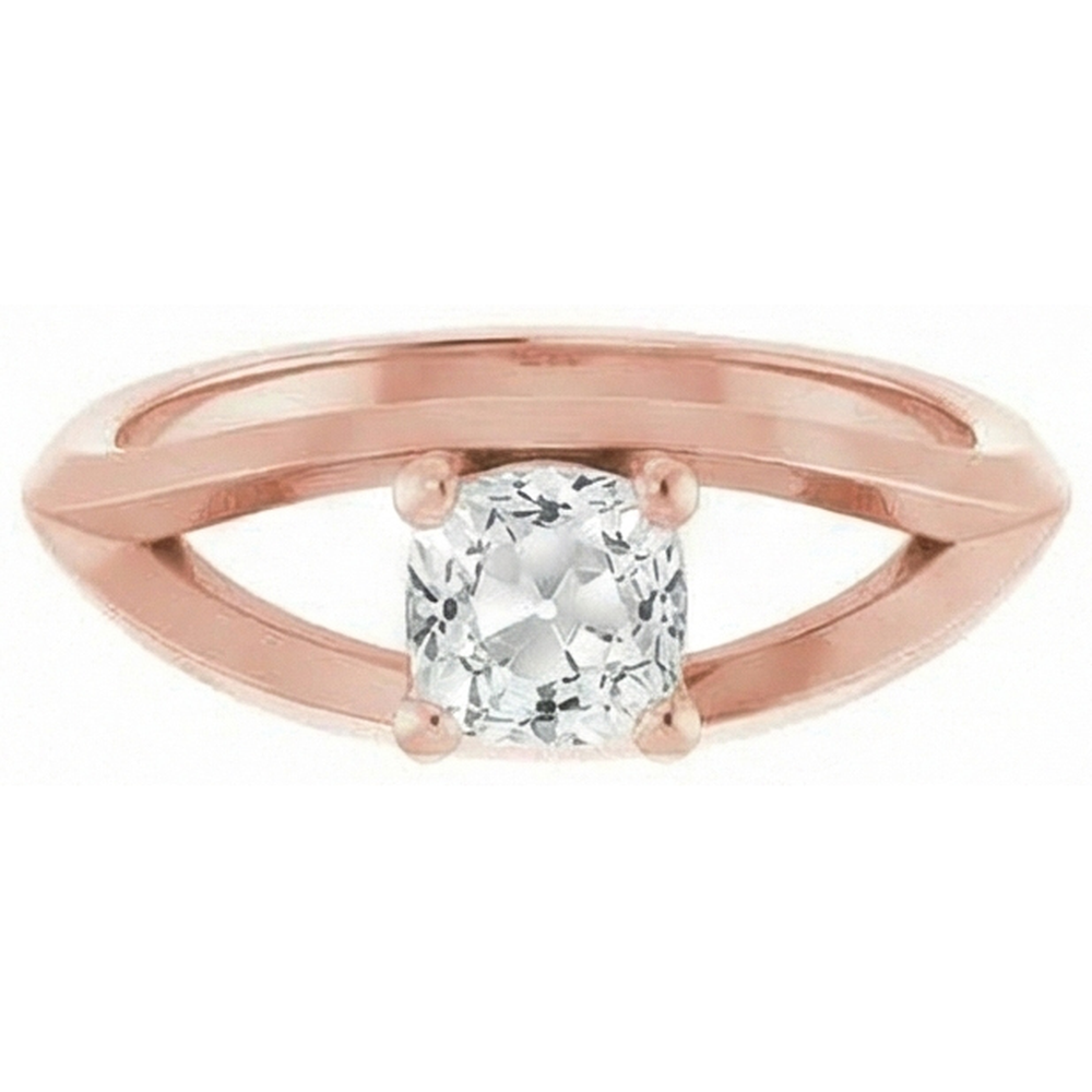 Solitaire Cushion Old Miner Natural Earth Mined Diamond Ring 3 Carats 4 Prong Split Shank