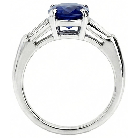 Solitaire Deep Blue Sapphire Ring 2.50 Carats Ladies Jewellery