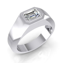 Solitaire Emerald Real Diamond Men's Ring 1 Carat Gold 14K