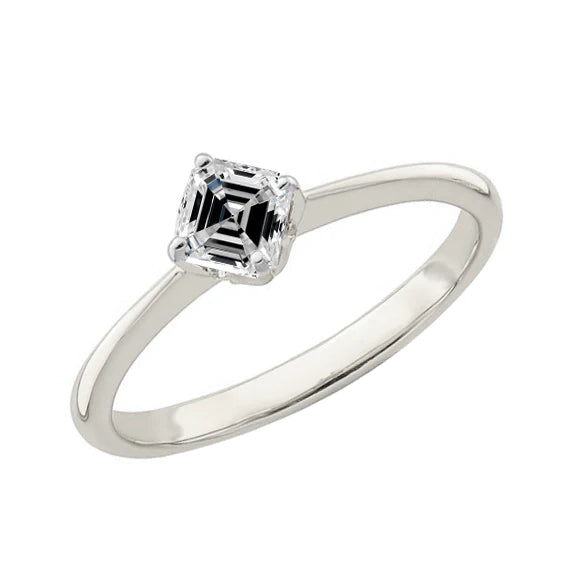 Solitaire Engagement Ring Asscher Real Diamond 14K White Gold 1.50 Carats
