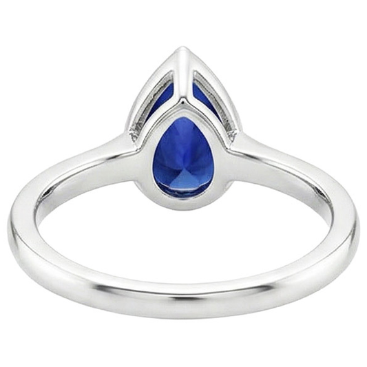 Solitaire Engagement Ring Bezel Set Pear Ceylon Sapphire 2.50 Carats