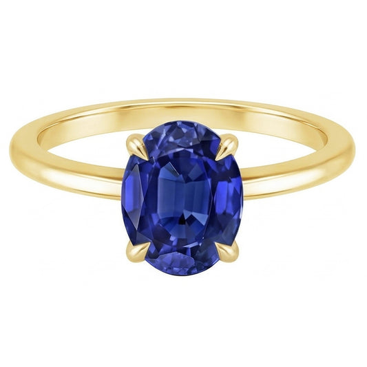 Solitaire Engagement Ring Oval Sri Lankan Sapphire 2.50 Carats